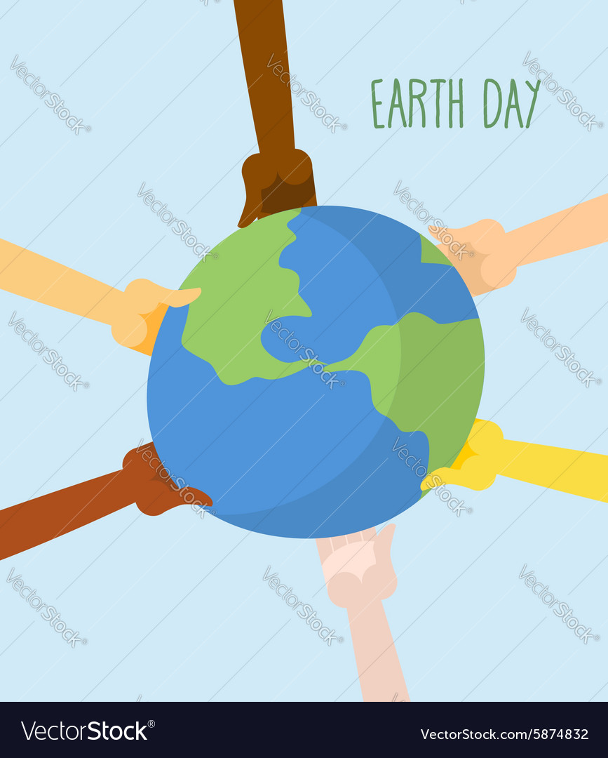 Earth Day People hands holding Earth Royalty Free Vector