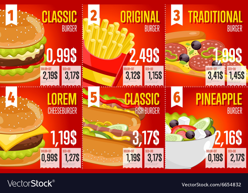 fast food menu template