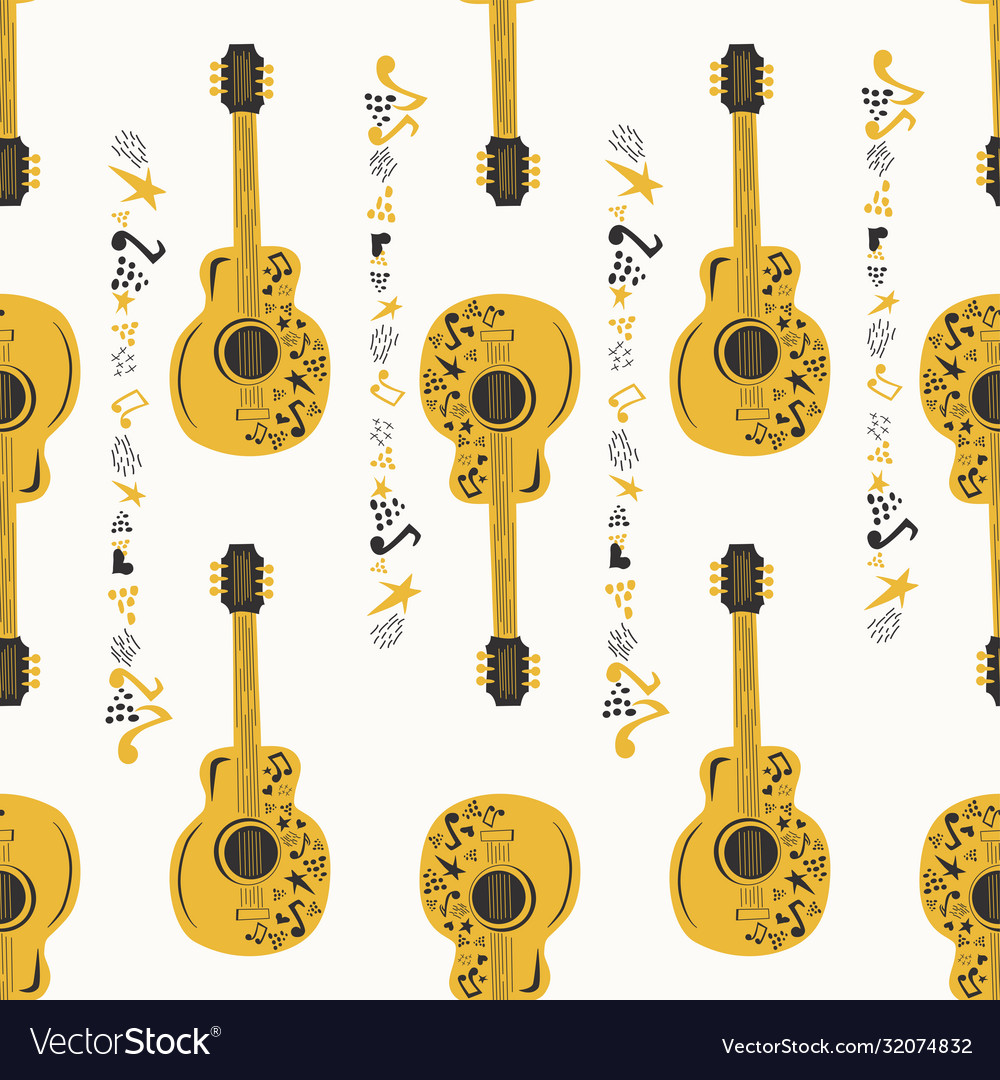 Handdrawn seamless pattern with country music