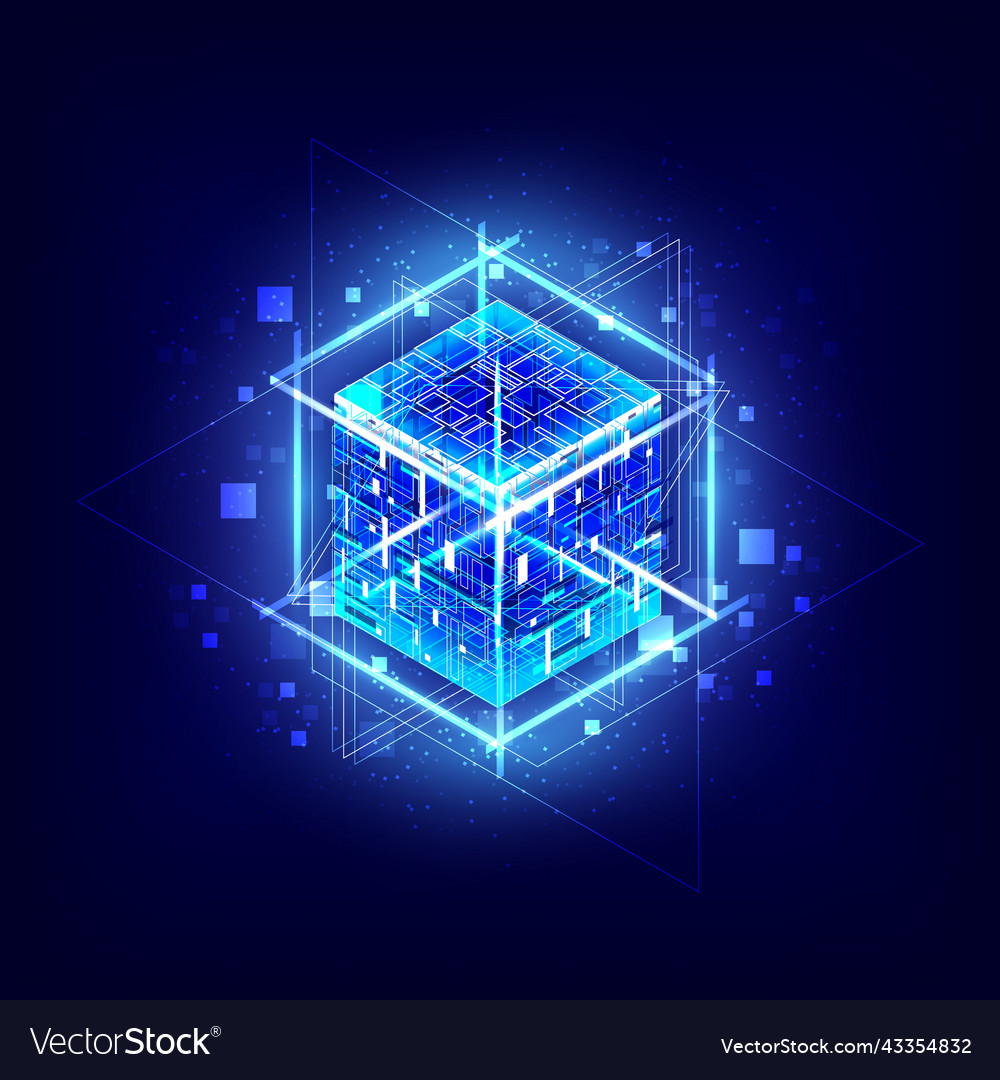 Hud energy box smart code big data digital chip vector image Hud energy box smart code big data digital chip