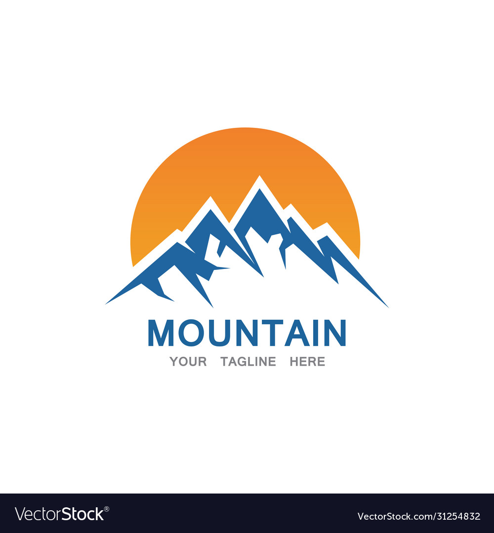 Mountain and sun logo business template Royalty Free Vector