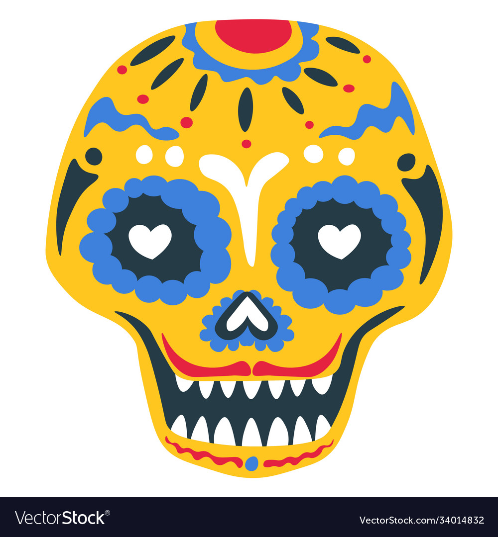 Painted skull decorated with ornaments day vector image Painted skull decorated with ornaments day