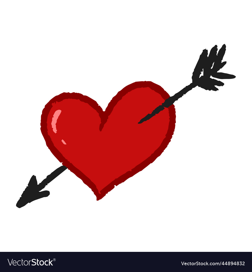 Red heart with arrow inside Royalty Free Vector Image