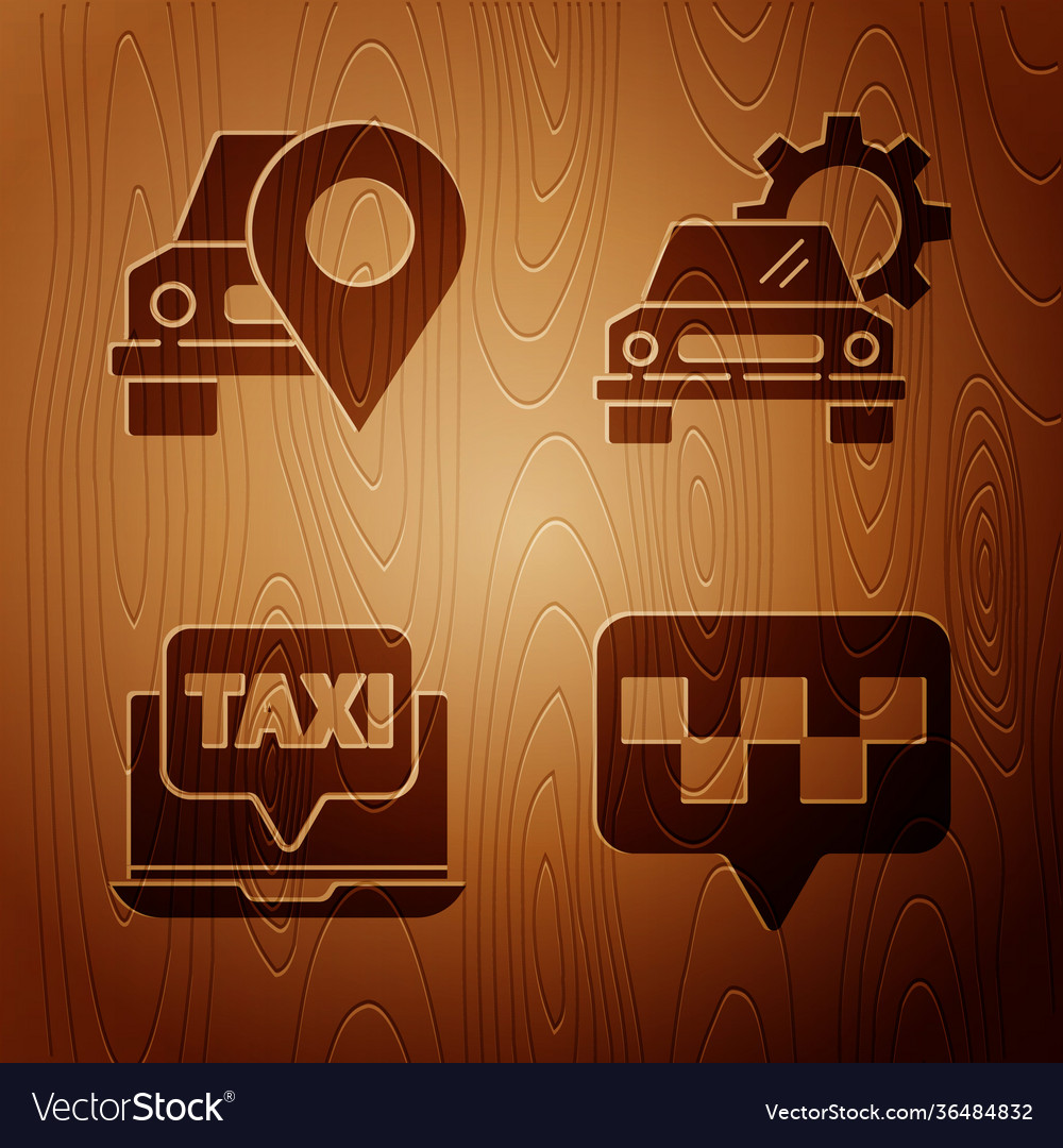 Set map pointer with taxi vector image Set map pointer with taxi