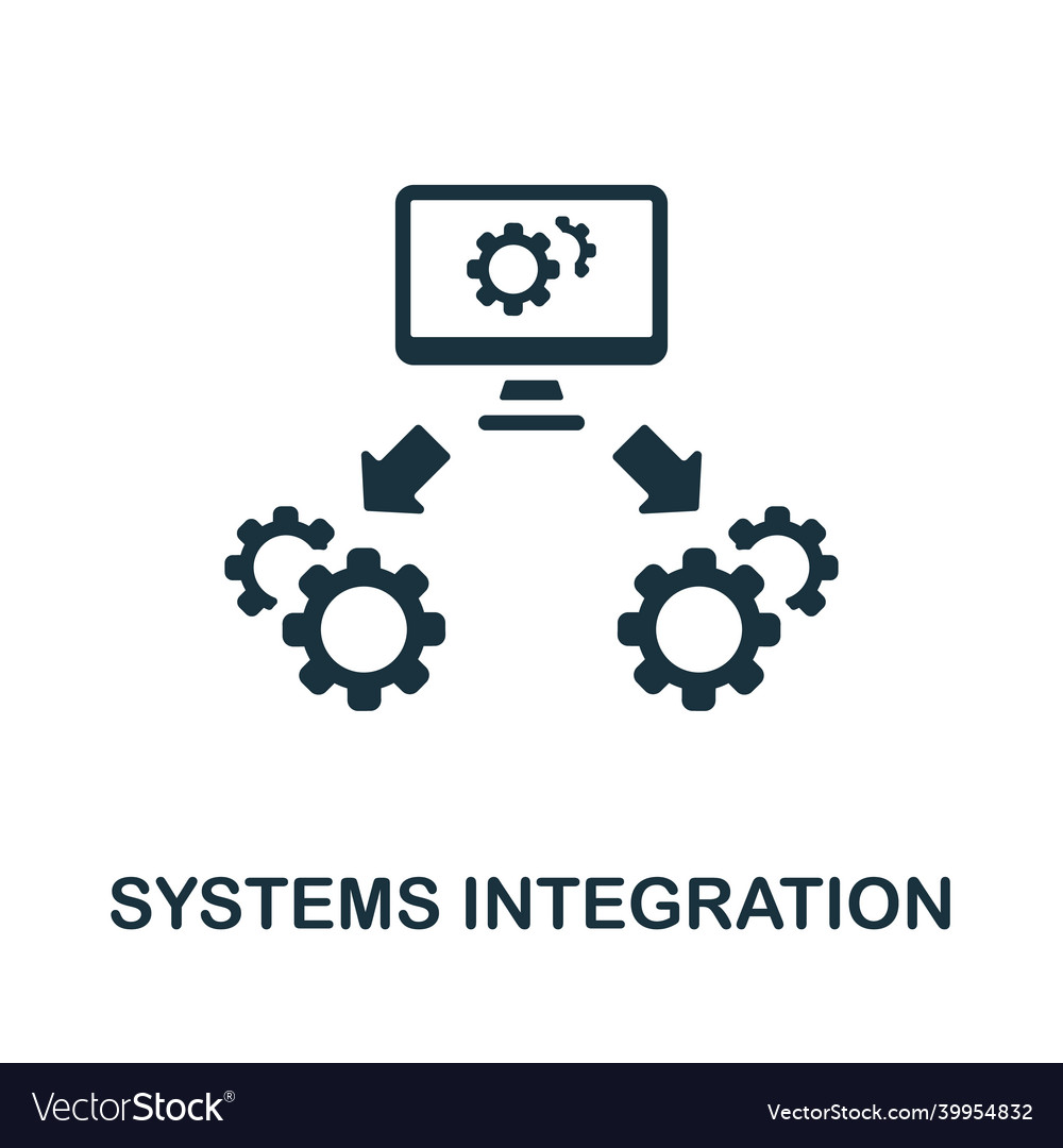 Systems integration icon monochrome sign from Vector Image