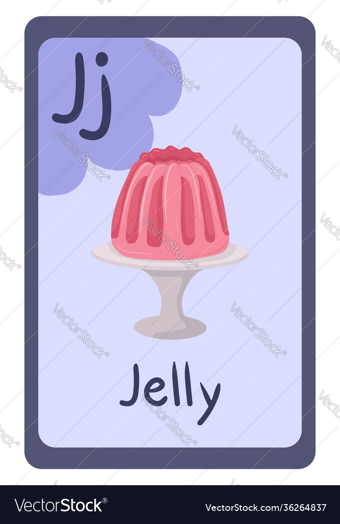 Abc food education flash card letter j - jelly vector image Abc food education flash card letter j - jelly