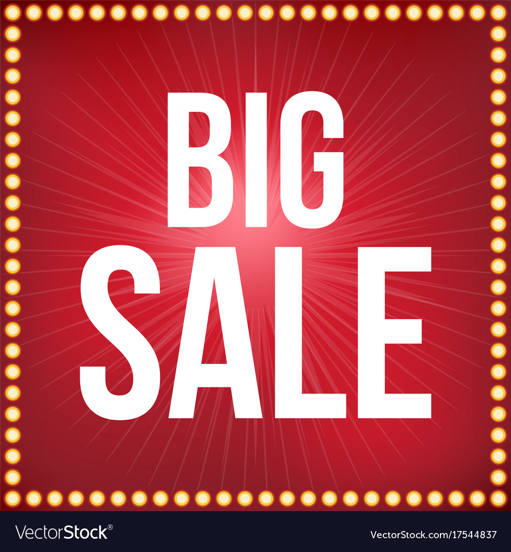 Big Sale Type Font And Light Bulb Frame Poster Fo Vector Image