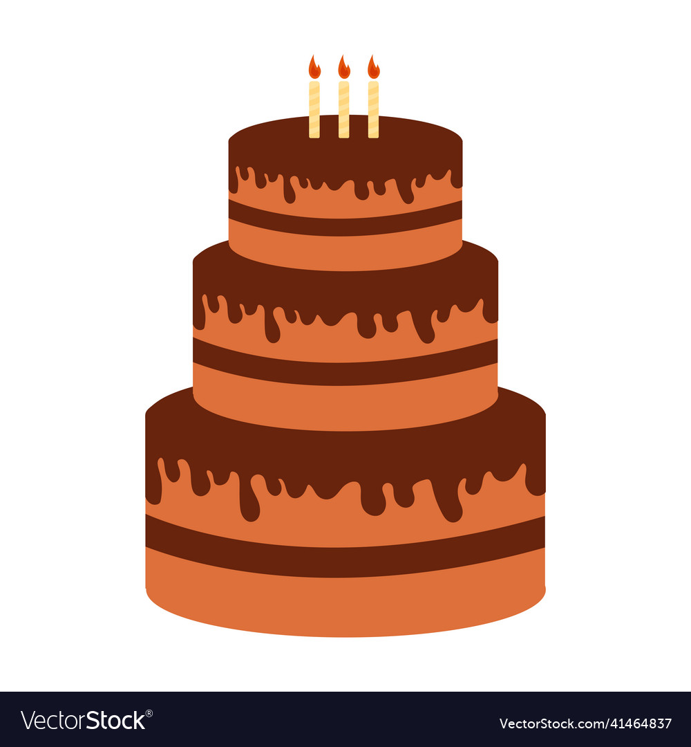 Chocolate birthday cake Royalty Free Vector Image