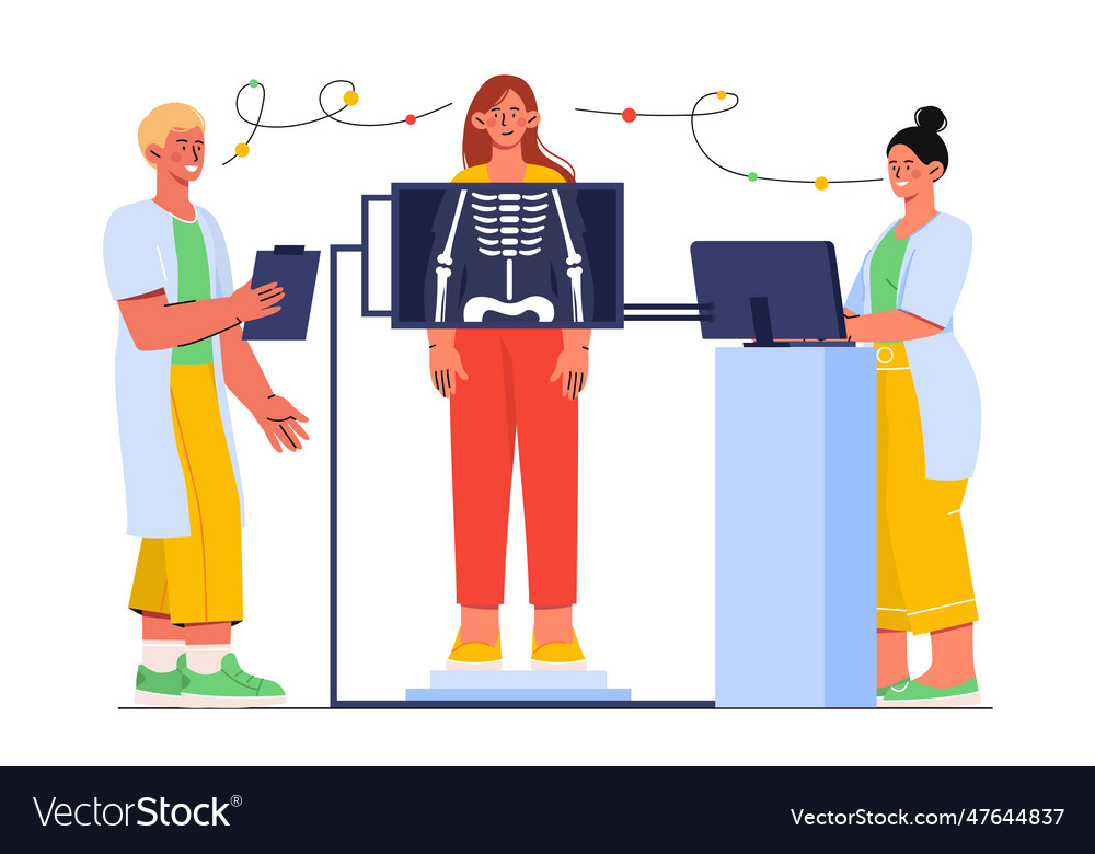 Doctors and patient with xray concept