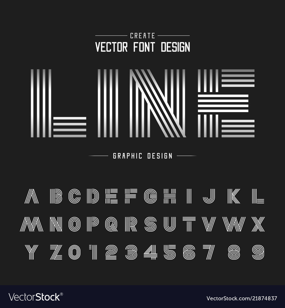 Font and alphabet line letter design graphic Vector Image