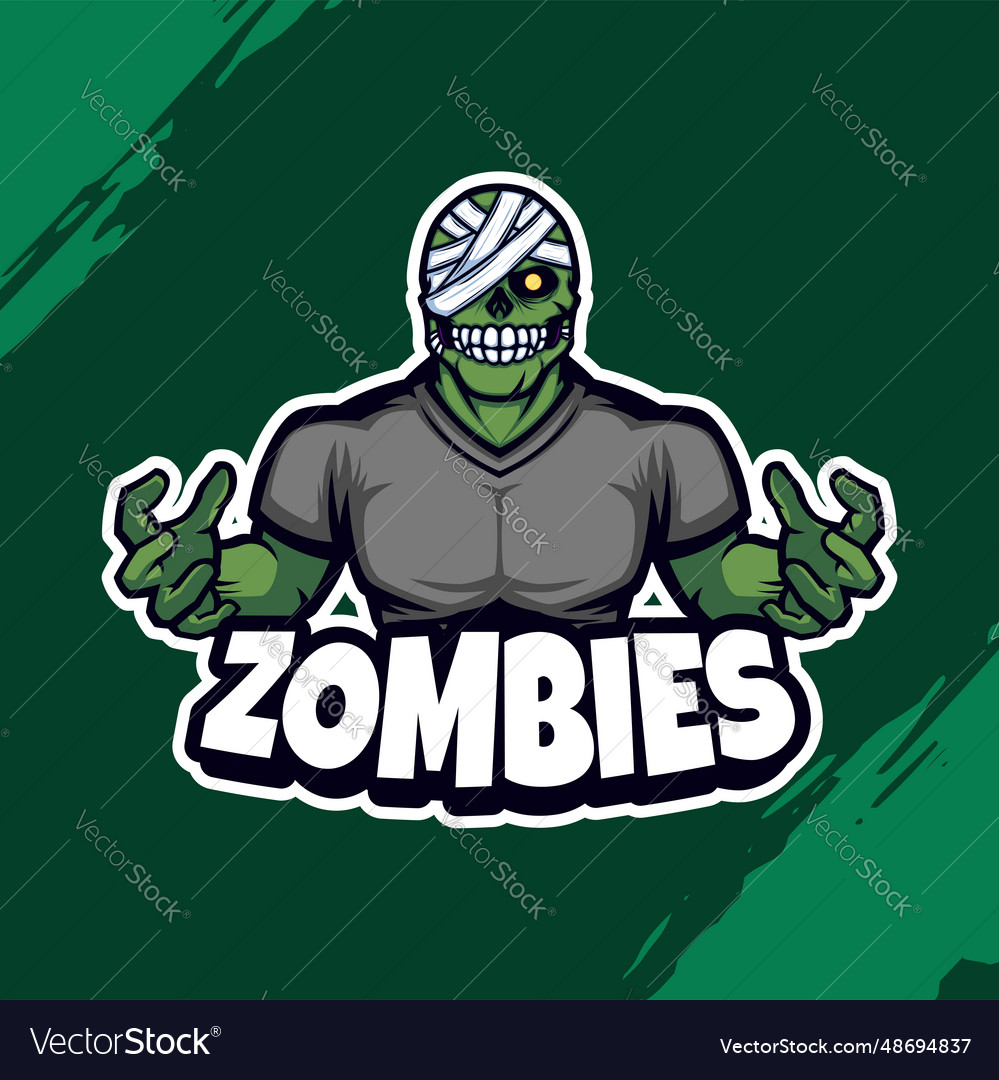 Green zombie bodybuilder mascot logo wrapped vector image Green zombie bodybuilder mascot logo wrapped