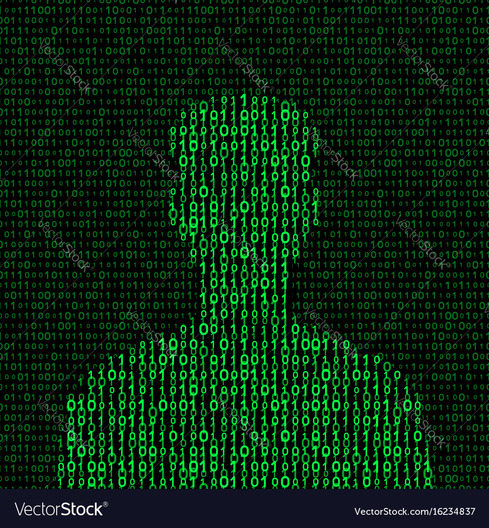 Men silhouette with binary code