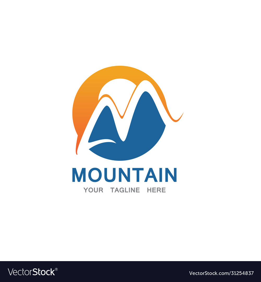 Mountain and sun logo business template