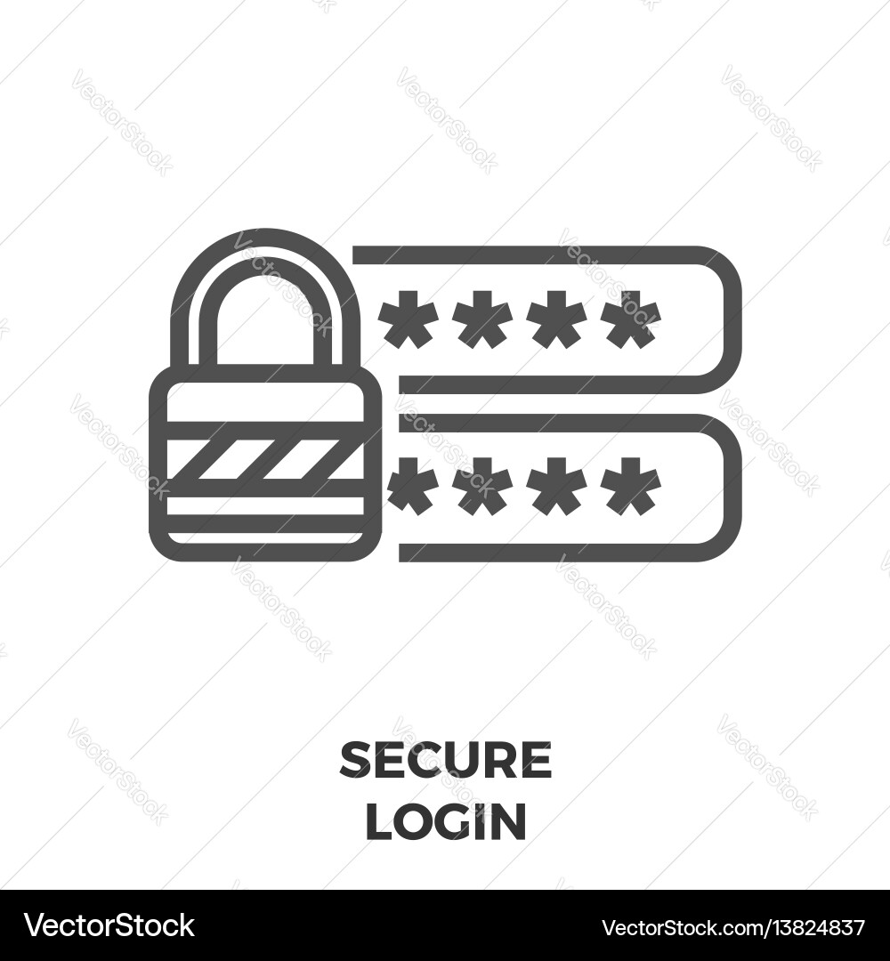 Secure Login Icon - Thin Line Royalty Free Vector Image