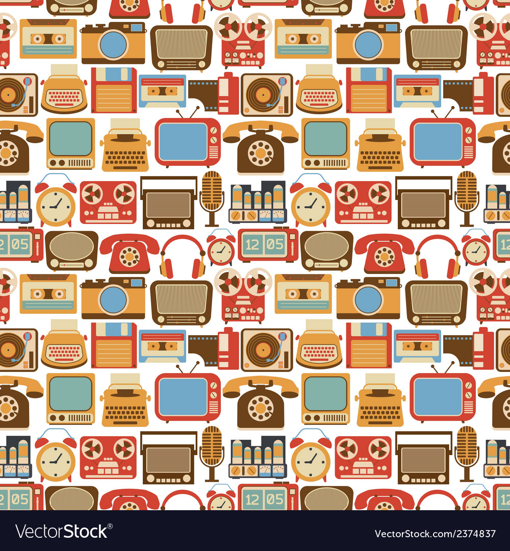 Vintage gadget seamless pattern Royalty Free Vector Image