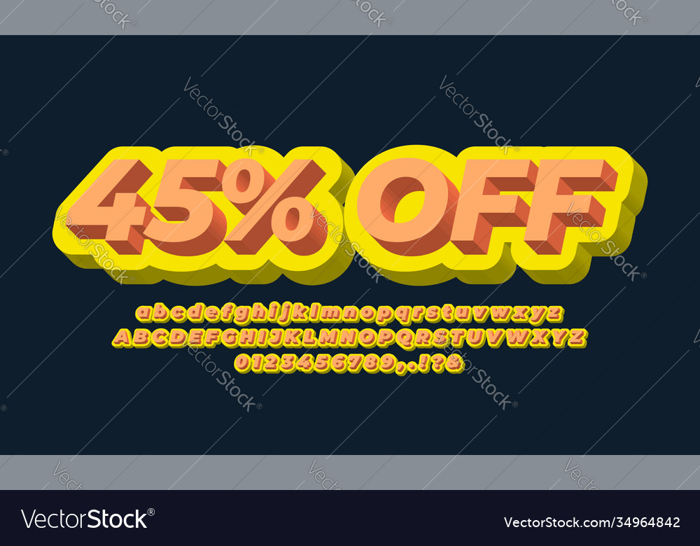 45 off sale discount promotion 3d yellow