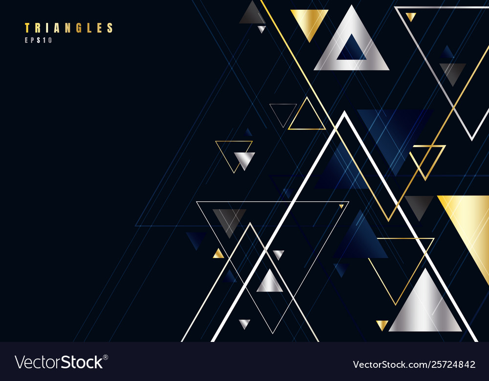 Abstract gold and silver triangles shape vector image Abstract gold and silver triangles shape