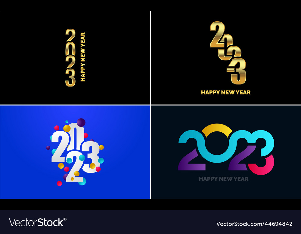 Big set of 2023 happy new year logo text design