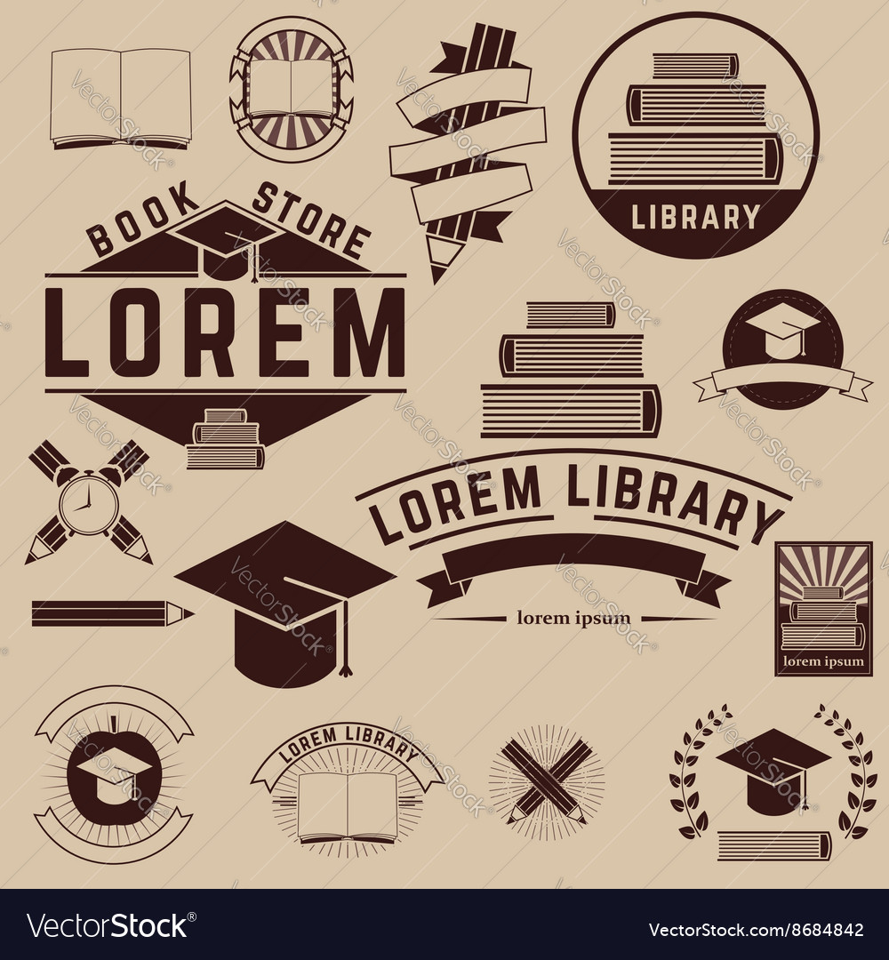 Book logo library store Royalty Free Vector Image