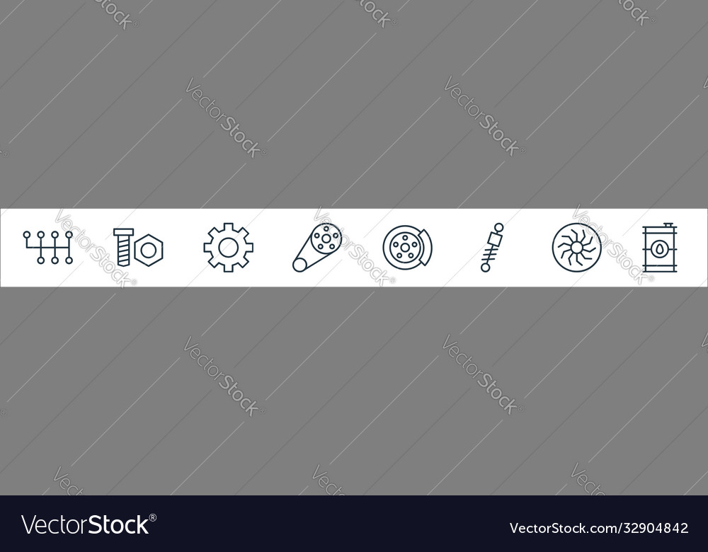 Car parts line icons linear set quality