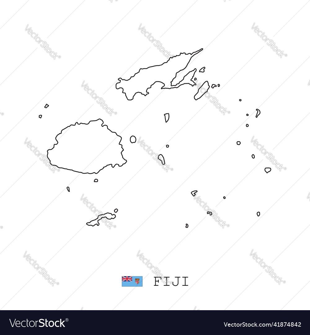 Fiji map line linear thin simple outline Vector Image