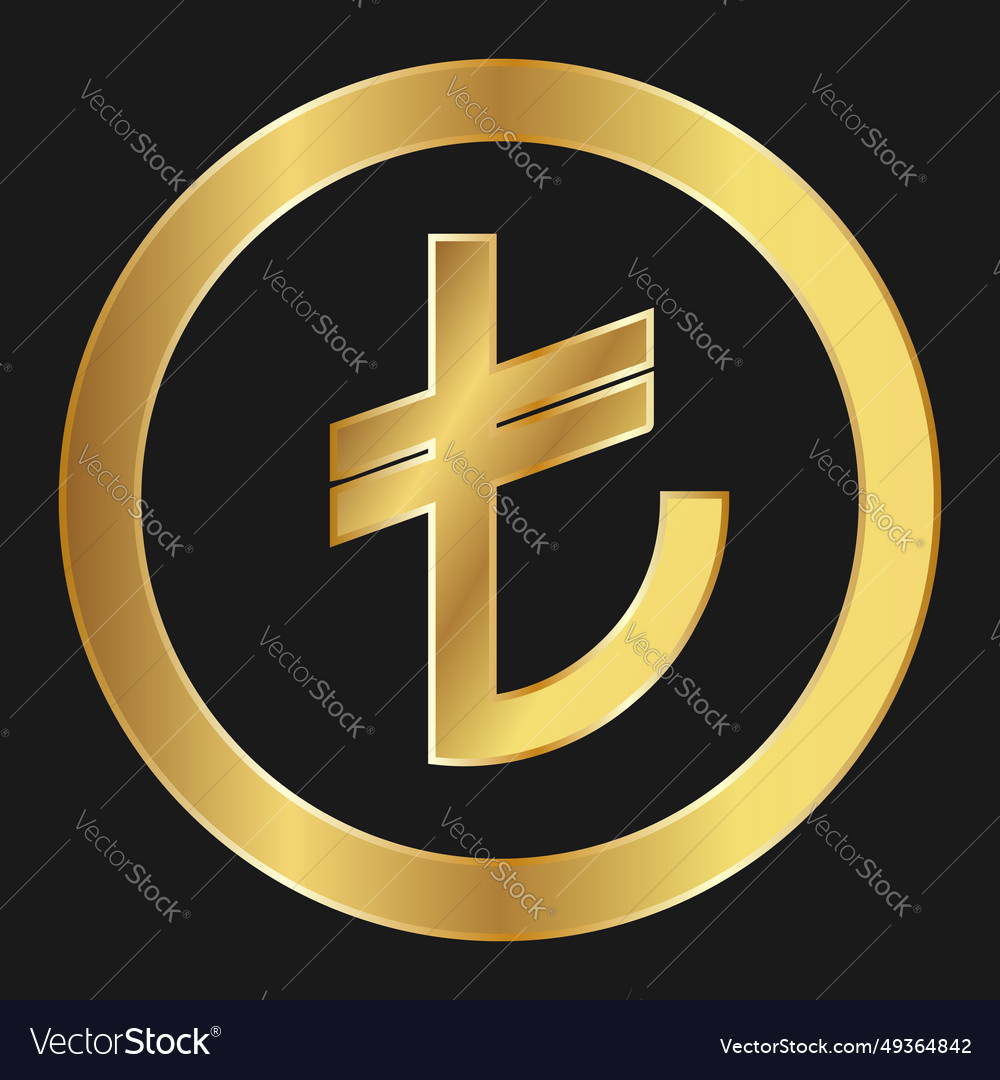 Gold icon of turkish lira concept internet