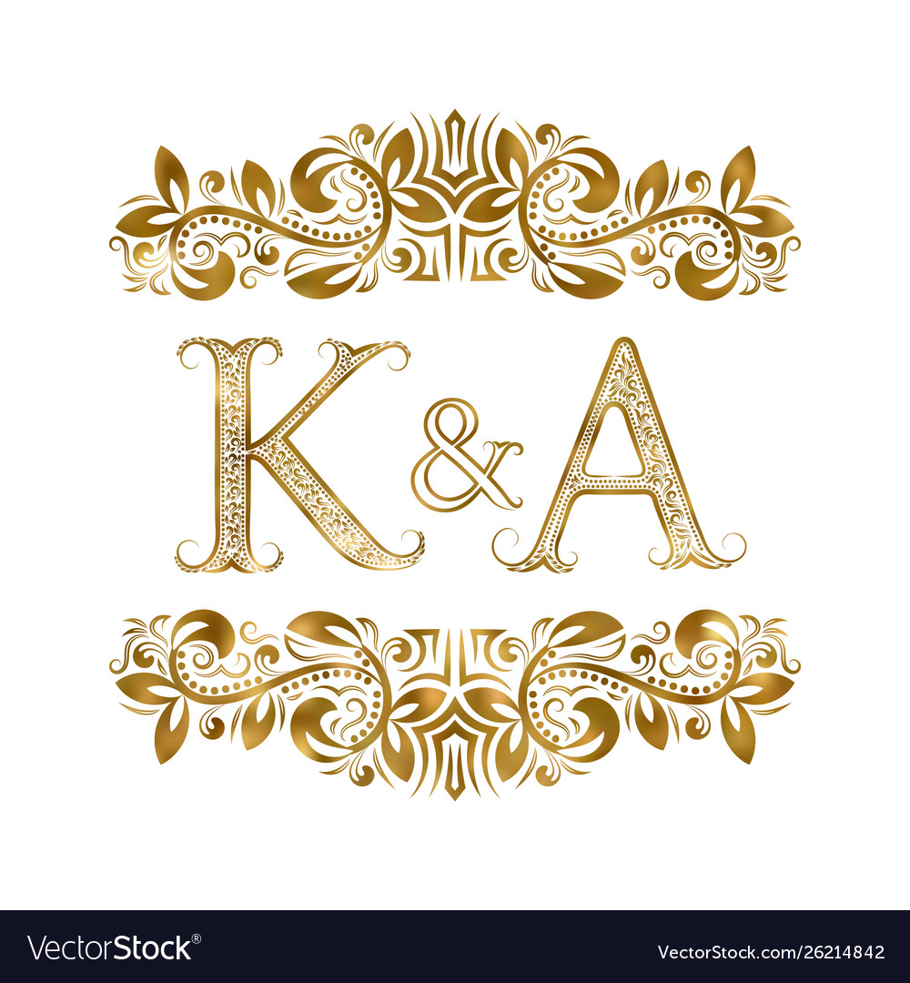 K and a vintage initials logo symbol letters Vector Image