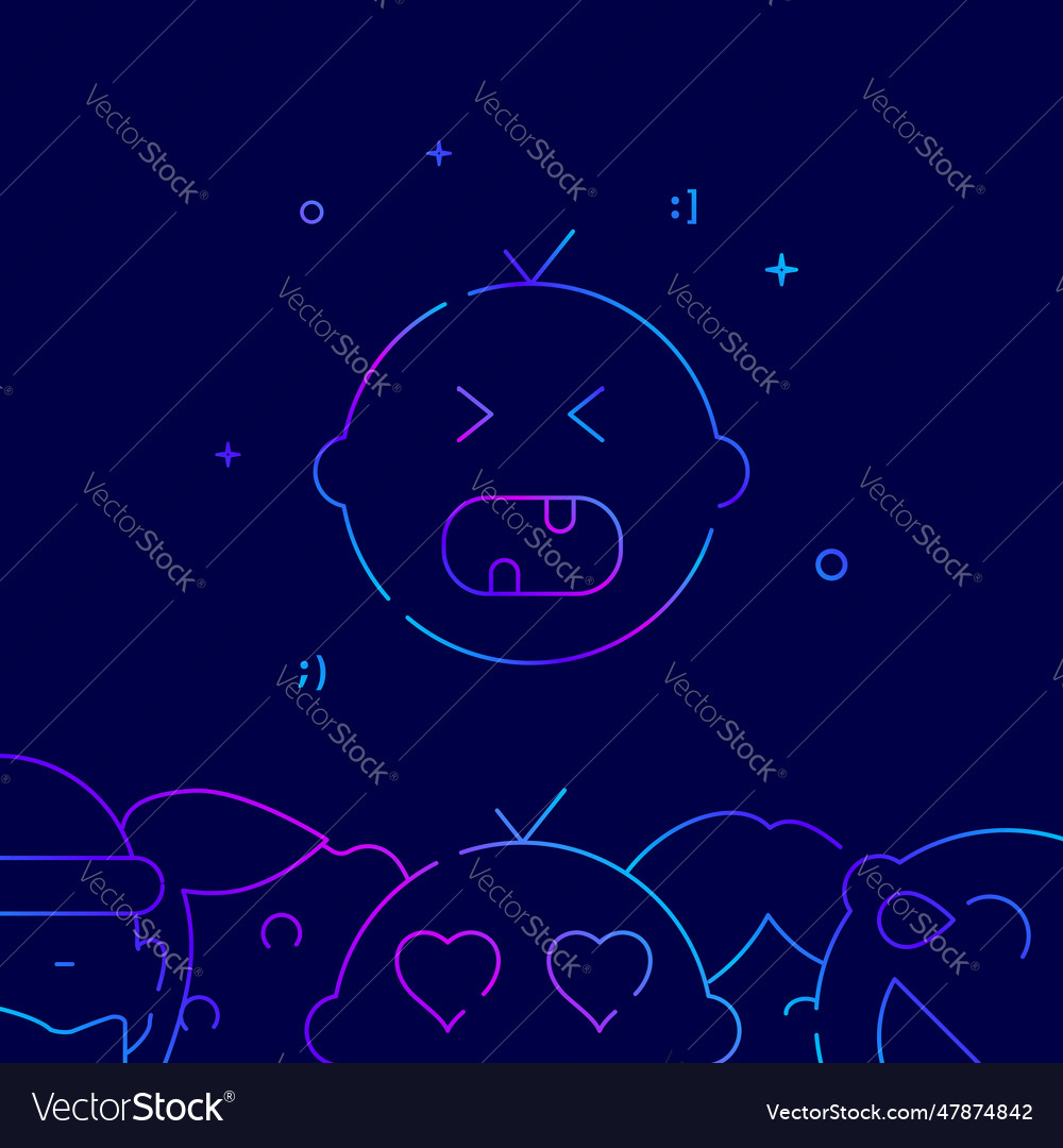 Kid baby crying gradient line icon