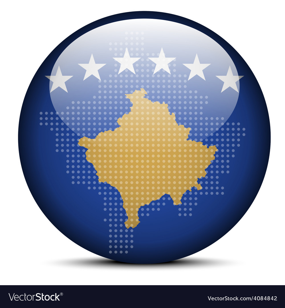 Map with dot pattern on flag button of kosovo
