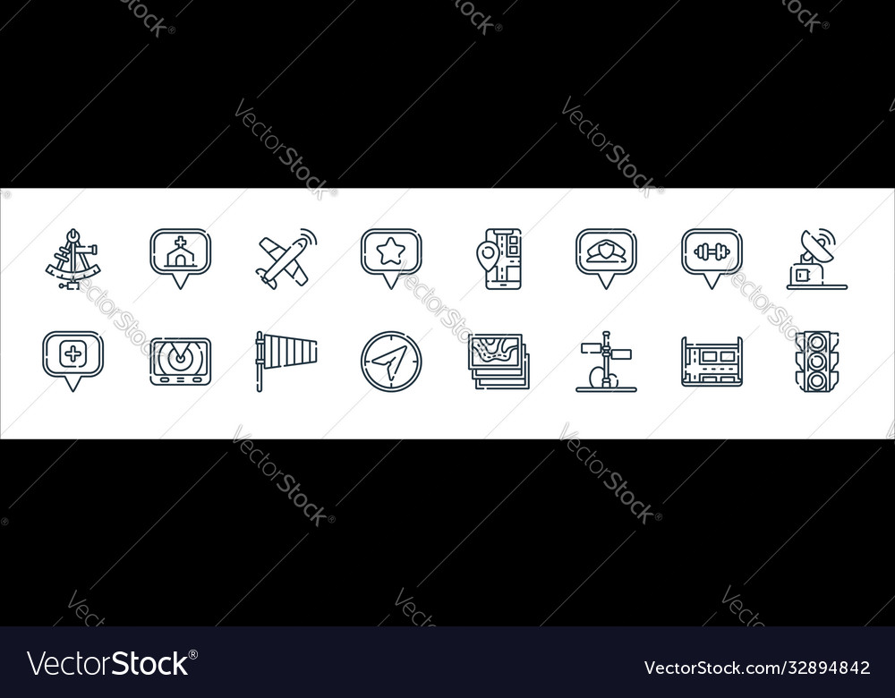 Navigation and maps line icons linear set quality