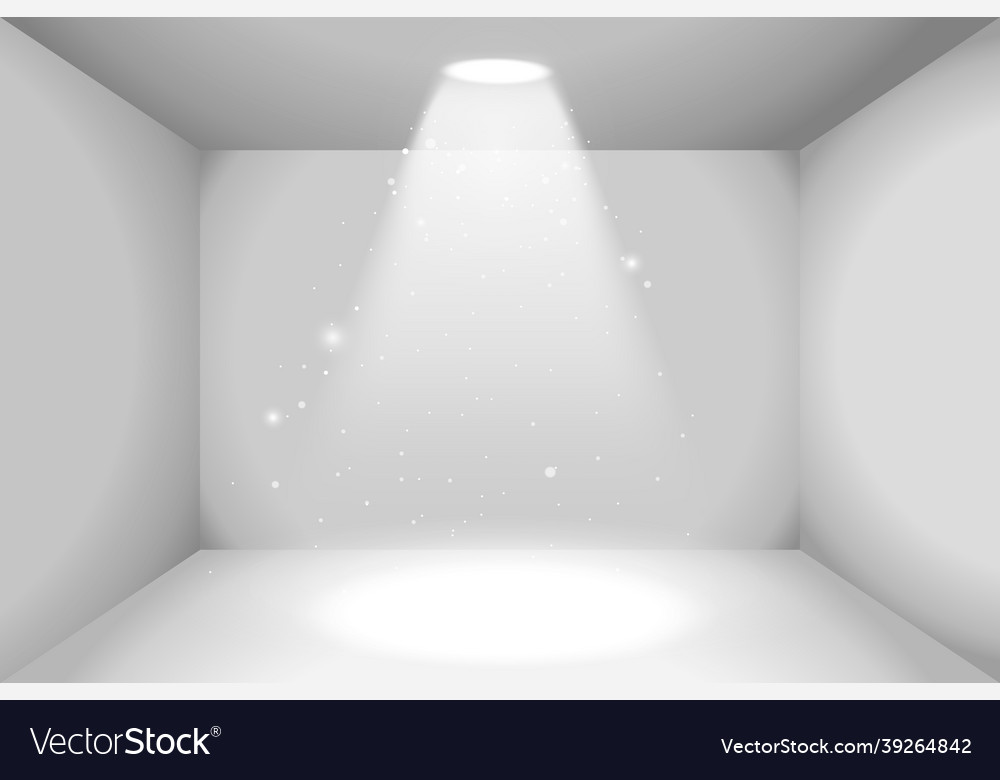 Realistic empty space of white box with light vector image Realistic empty space of white box with light