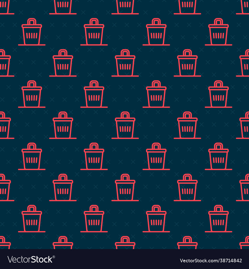 Red line trash can icon isolated seamless pattern vector image Red line trash can icon isolated seamless pattern