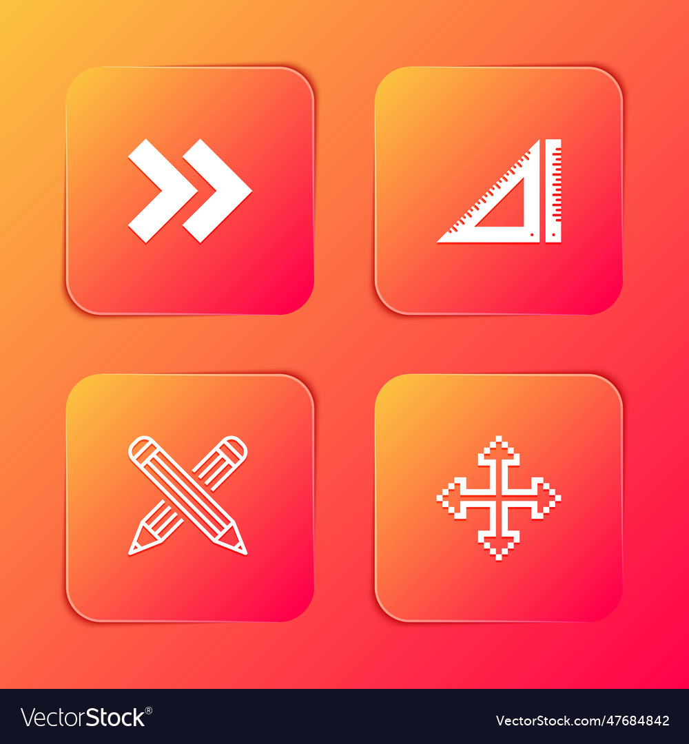 Set arrow triangular ruler crossed pencil vector image Set arrow triangular ruler crossed pencil