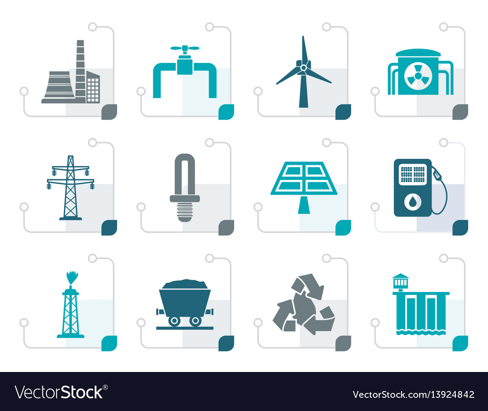 Stylized power and electricity industry icons Vector Image