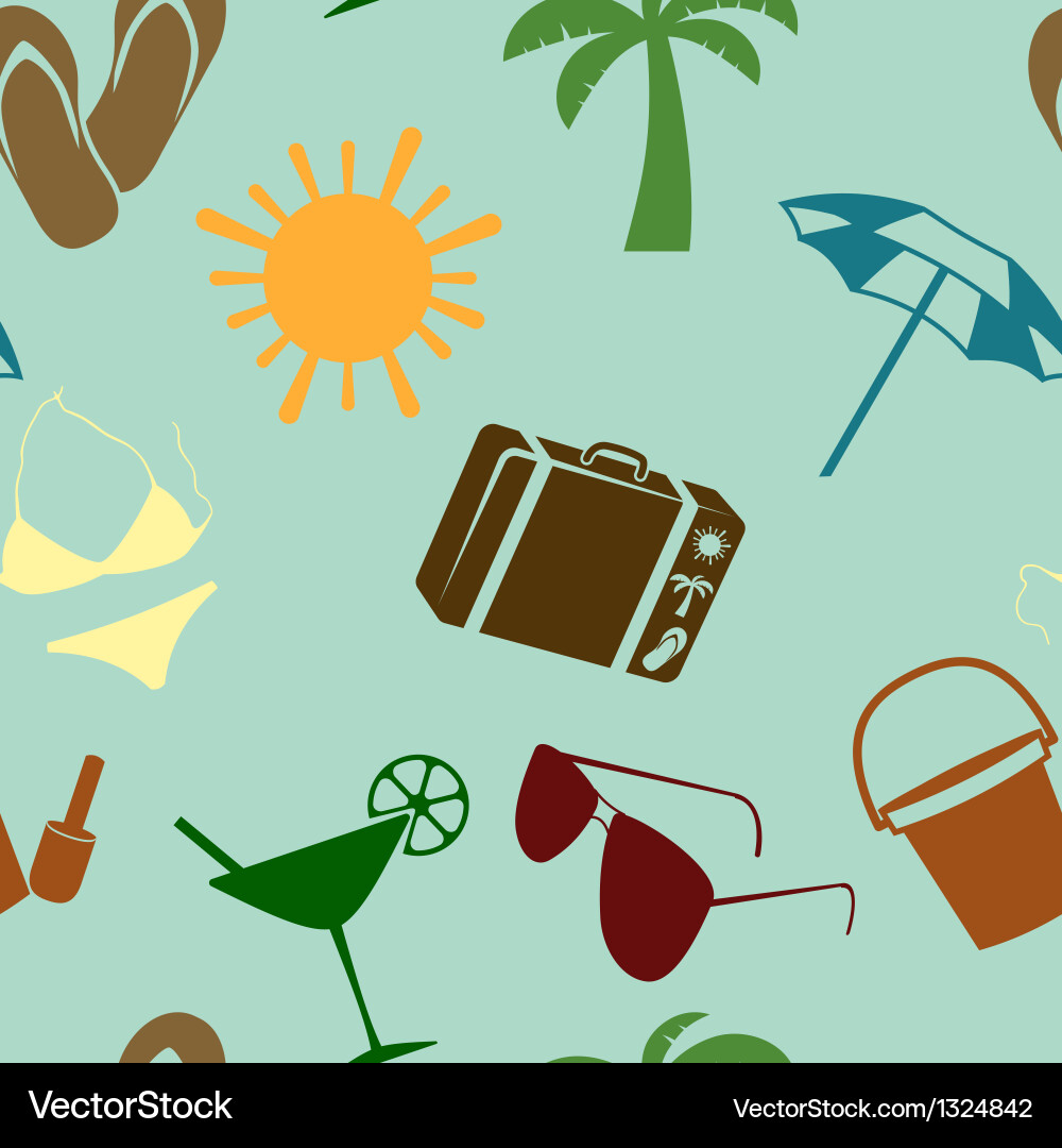 Summer and beach seamless pattern Royalty Free Vector Image