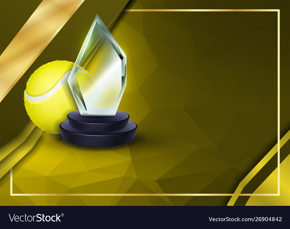 Tennis certificate diploma with glass trophy Vector Image With Regard To Tennis Gift Certificate Template