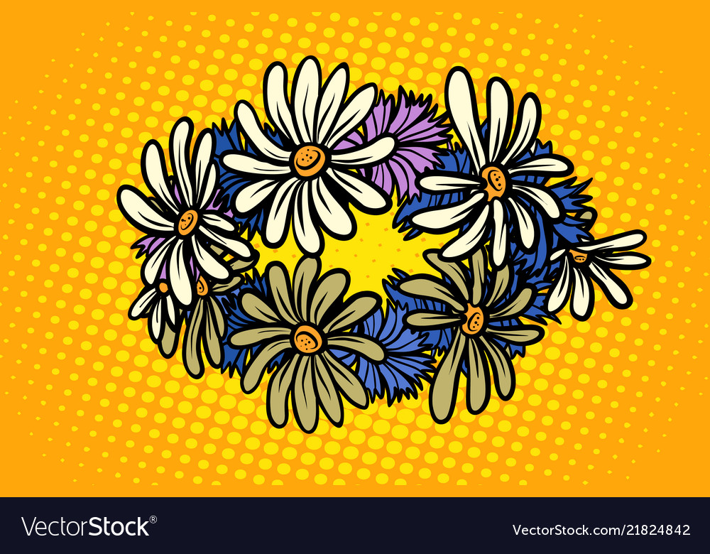 Wreath of wild flowers chamomile vector image Wreath of wild flowers chamomile