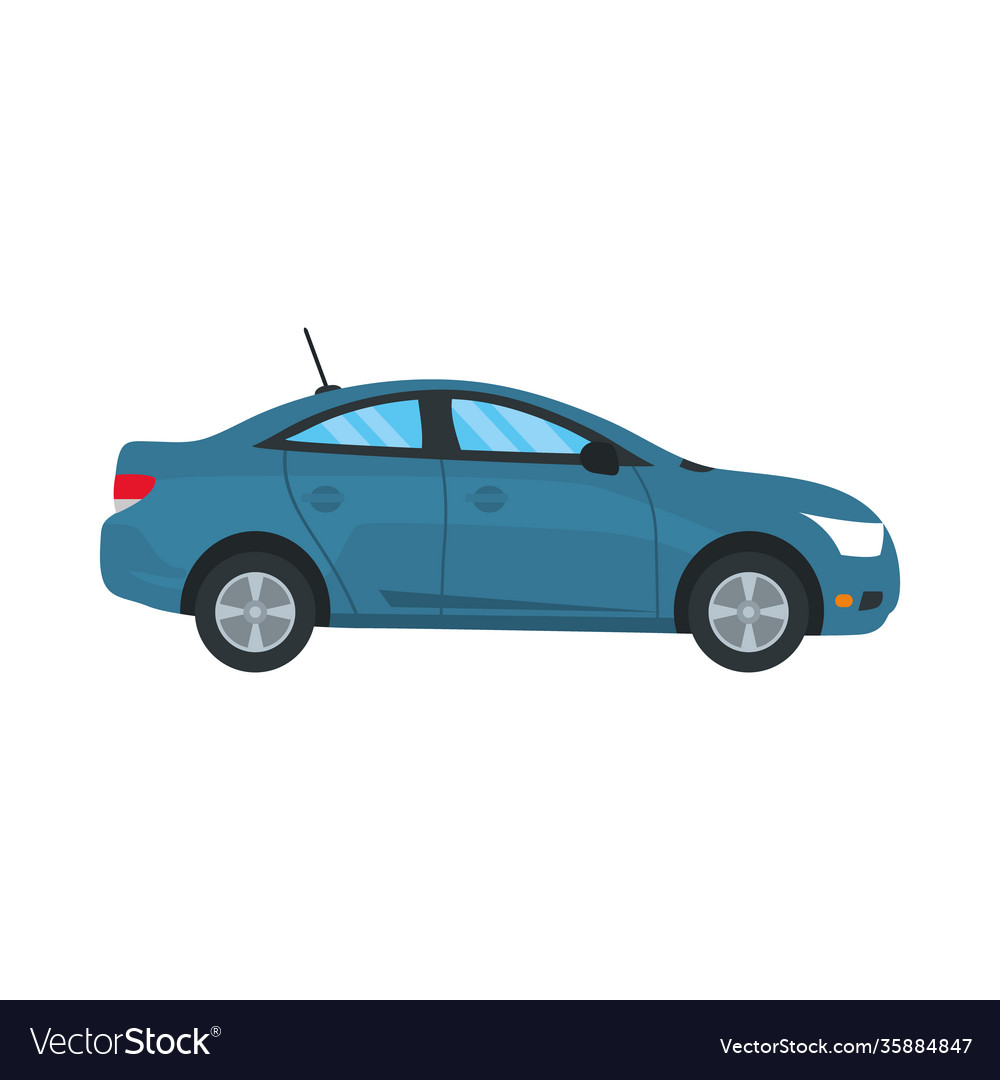 Blue sedan car icon colorful design Royalty Free Vector