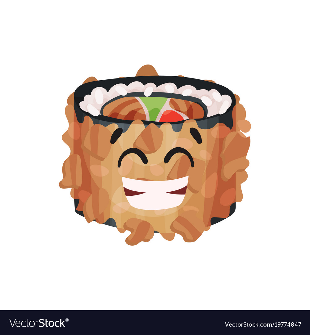 Cute japanese sushi character roll with funny