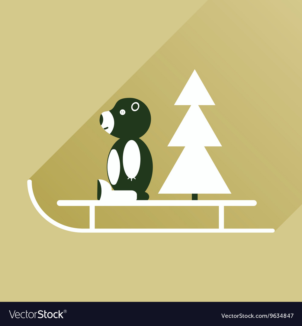 Flat icon with long shadow sled bear