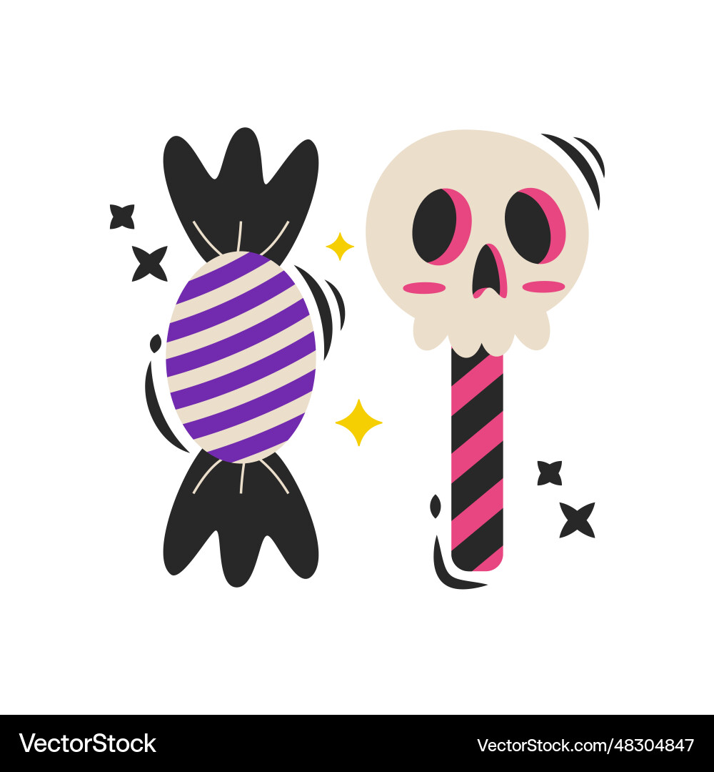 Halloween cartoon elements candy Royalty Free Vector Image
