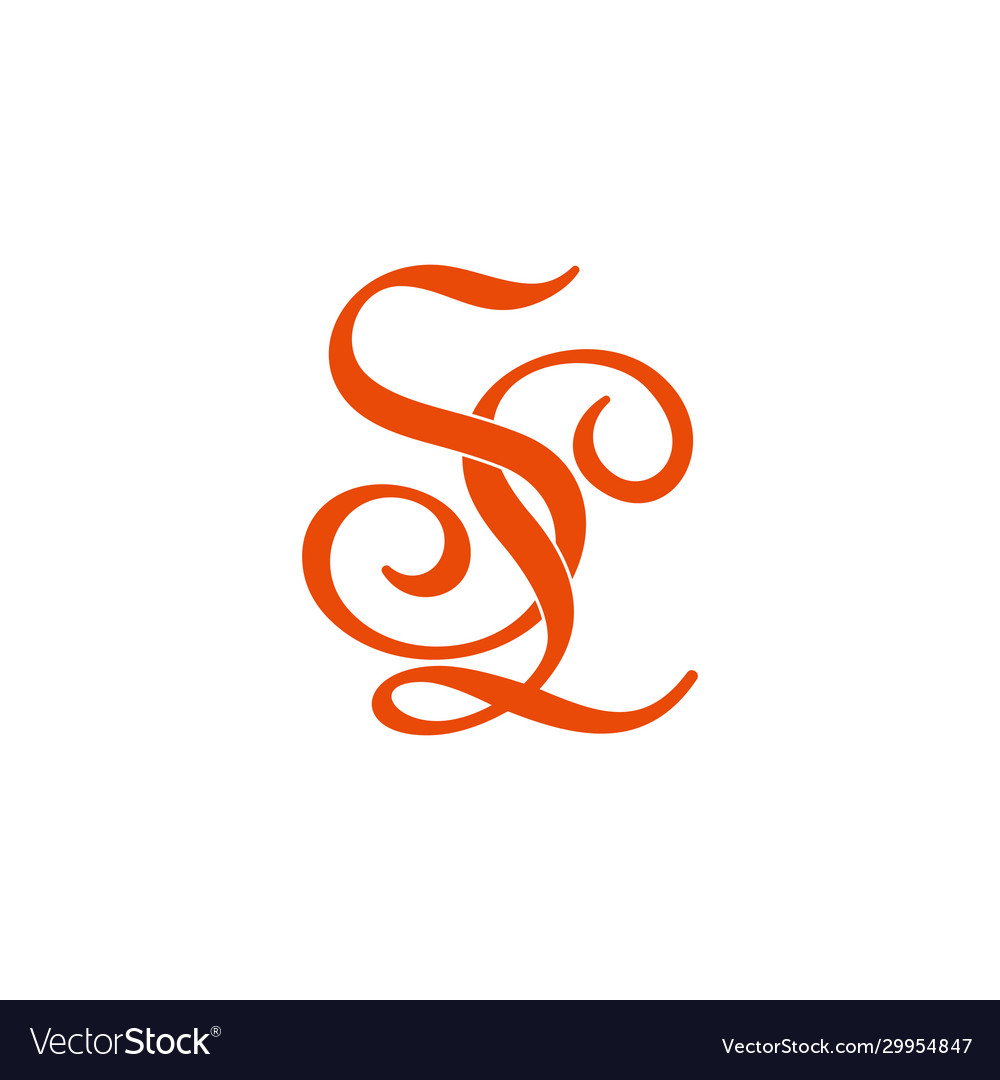 Letter sl symbol curves linked ribbon logo Vector Image