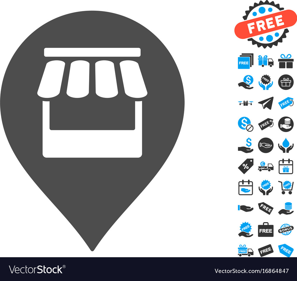 Market marker icon with free bonus