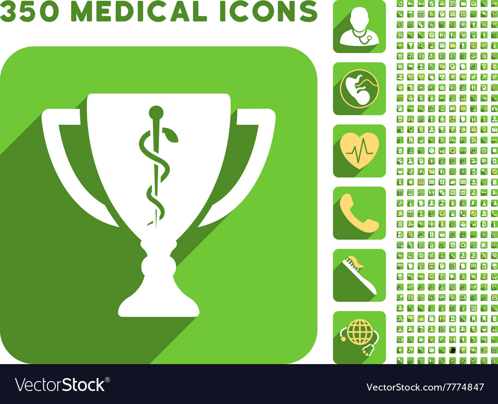 Medical cup icon and longshadow set