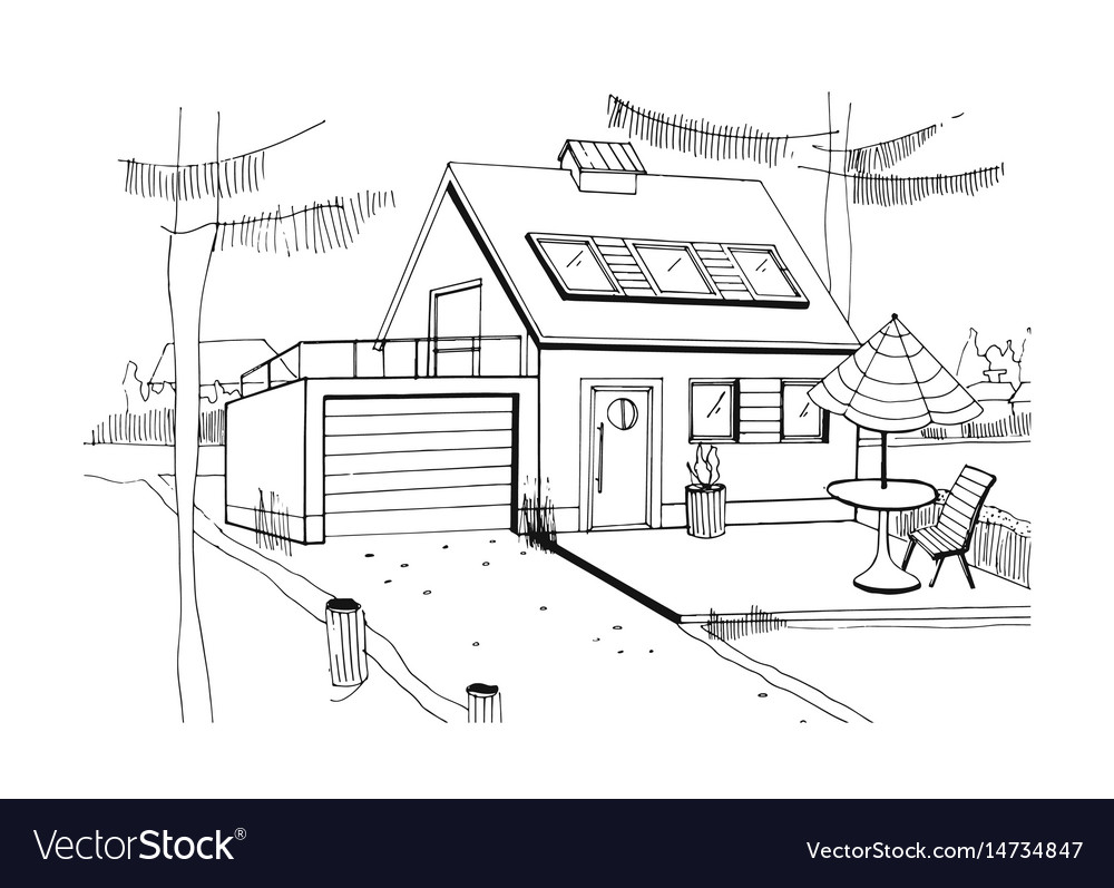 Modern Country House Sketch