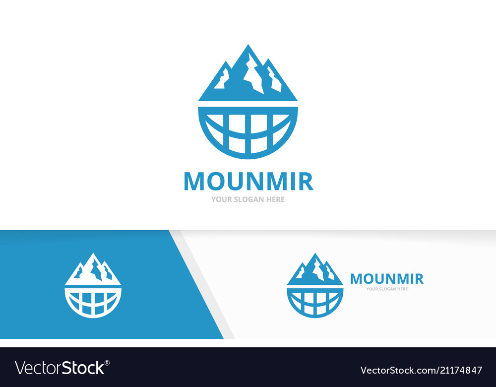 Mountain and planet logo combination