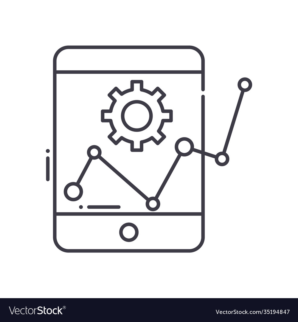 Online graph up icon linear isolated vector image Online graph up icon linear isolated