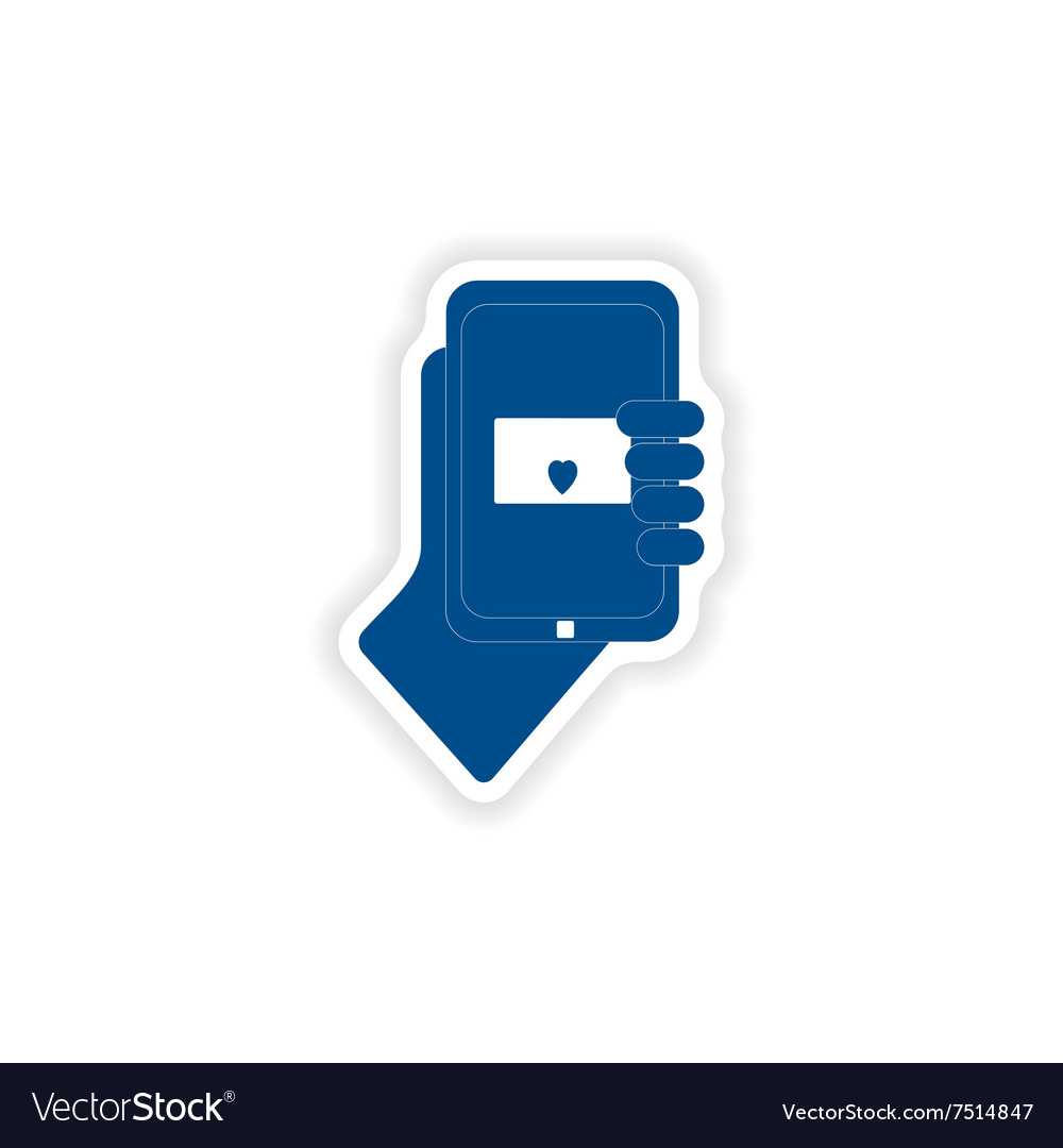 Paper sticker on white background romantic sms