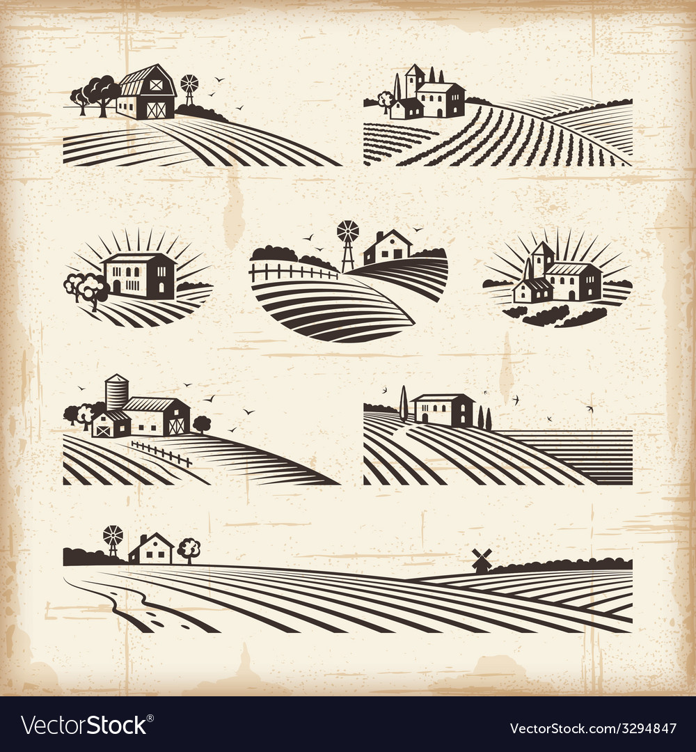 Retro landscapes Royalty Free Vector Image - VectorStock