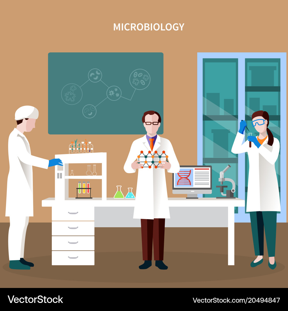 Scientists people flat composition Royalty Free Vector Image